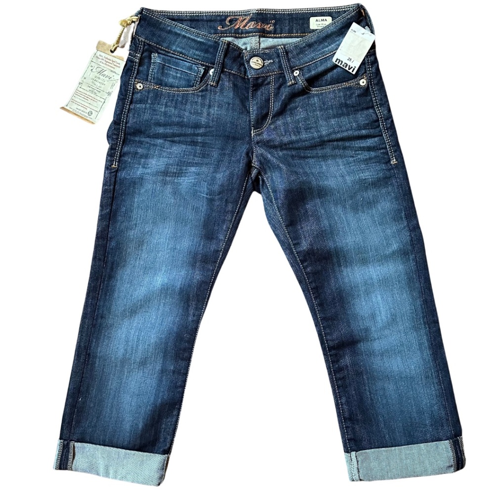 NWT - MAVI Alma Low Rise Straight Cuffed Cropped Jeans, Size 25